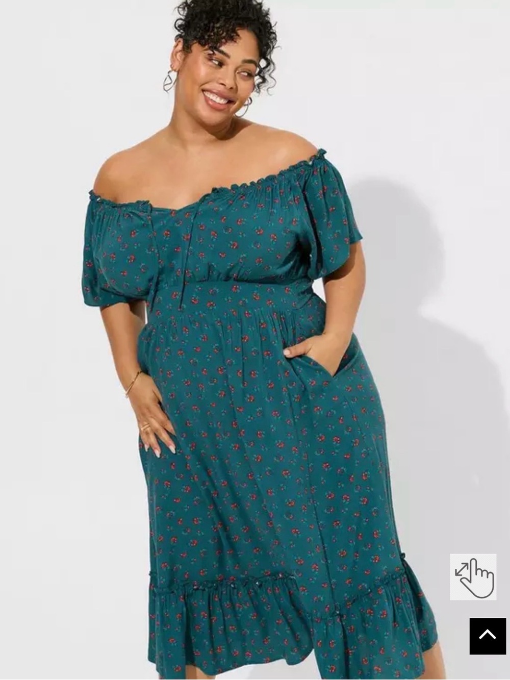 Torrid Off-Shoulder Floral Midi Dress